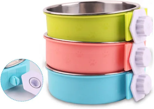 Vista 7 de POPETPOP Diseño ligero portátil del cuenco del cocinero de la jaula del cuenco del perro del acero inoxidable del alimentador del animal