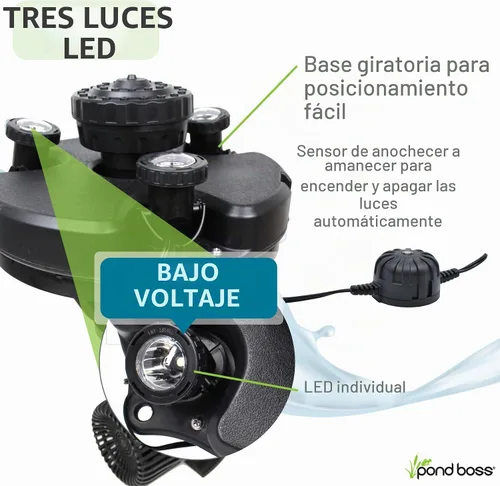 Vista 6 de Pond Boss - DFTN12003L - Puente flotante con luces, cable de alimentación de 50 pies, 1/4 hp.