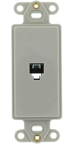 Vista 2 de Leviton Decora Insert, 6P4C, terminales de tornillo, 40649-T, almendra clara Marrón (Light Almond)
