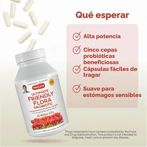 Vista 4 de Andrew Lessman ProCaps Probiotic 25 mil millones de CFU 30 cápsulas para mujeres y hombres