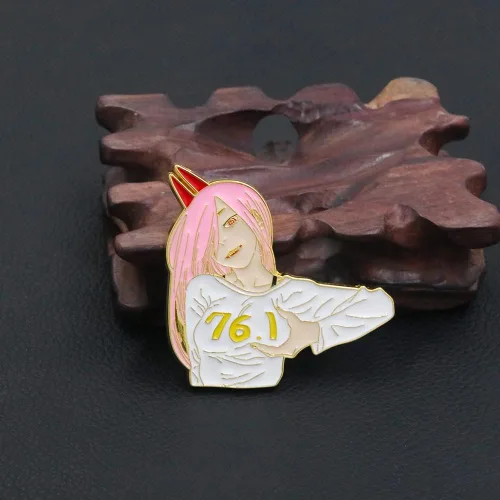 Vista 4 de Anime Chainsaw Pochita Brooch Pins - Makima Pochita Cosplay Enamel Pins - Metal Badge Jewelry Accessory for Backpack Clothes Caps