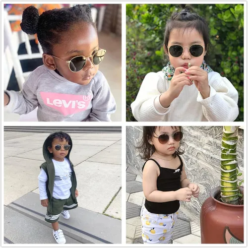 Vista 2 de Gafas de sol polarizadas para niños marco de metal clásico para bebés niños y niñas de 0 a 18 años tres tamaños 100 protección UV
