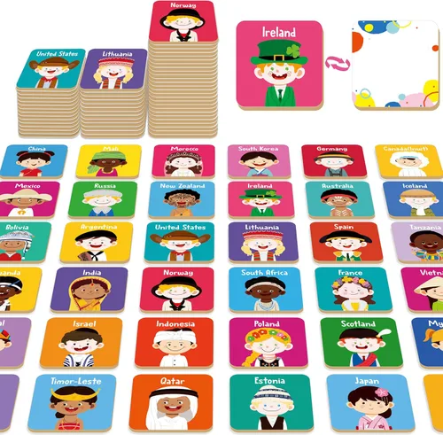 Vista 12 de Hebayy 36 pares de tarjetas flash de dibujos animados a juego de animales borrables (72 unidades, cada una mide 2 x 2 pulgadas)