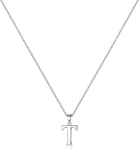 Vista 21 de Turandoss S925 Sterling Silver Initial Necklaces for Women, Dainty Hypoallergenic Letter Initial Pendant S925 Sterling Silver initial Necklace for