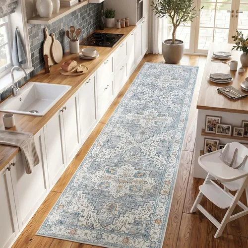 Vista 53 de jinchan Alfombra de área pequeña lavable floral vintage, alfombra de entrada simétrica de medio círculo de 2 x 3, alfombra de entrada suave de pelo