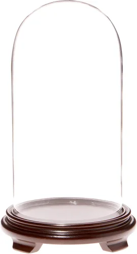 Vista 3 de Plymor Cúpula de cristal de 5.5 x 11 pulgadas (base con patas de chapa de madera negra)