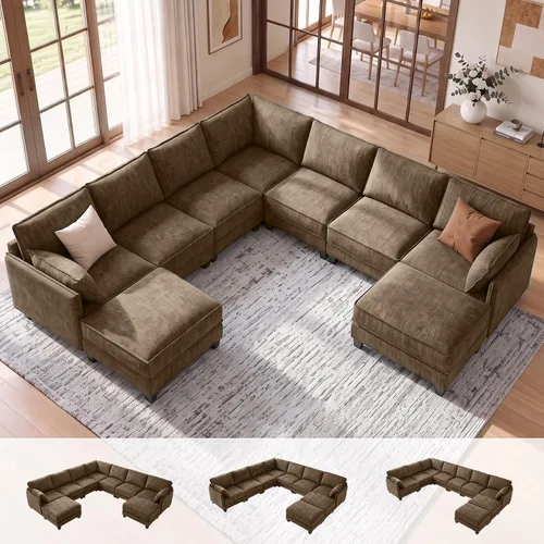 Vista 18 de Sofá modular en forma de U, sofá de nube de 116" para sala de estar Gris-oscuro