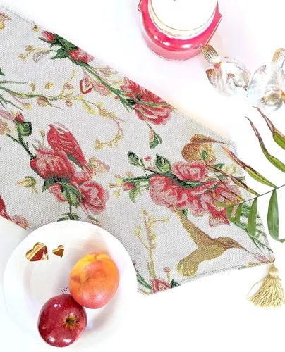 Vista 9 de Tache Home Fashion 6250TR - Camino de mesa festivo con diseño floral de Navidad con diseño floral rojo de pascua, 13 x 48 pulgadas