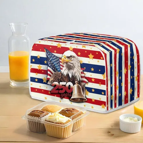 Vista 5 de Xoenoiee Funda protectora para tostadora con estampado de águila y bandera estadounidense del 250 aniversario, a prueba de polvo e impermeable