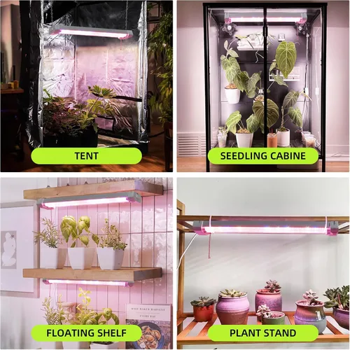 Vista 6 de Hlite Lámparas de cultivo de plantas ajustables de espectro completo de 16 pulgadas, luces de cultivo enlazables para plantas de interior, diseño