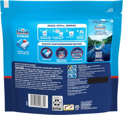 Vista 9 de Finish Power Cápsulas para lavavajillas, jabón detergente para lavavajillas sin enjuague previo para limpieza profunda y brillo con poder
