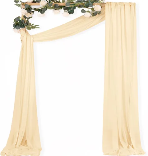 Vista 21 de MLMC 1 panel de tela para arco de boda azul bebé, 29 x 20 pies, cortinas de gasa extralargas transparentes de 6.6 yardas, paneles de cortinas