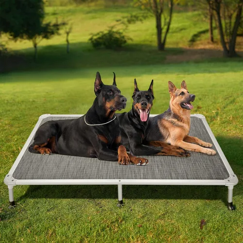 Vista 15 de Veehoo Cama elevada para perros a prueba de mordidas - Cuna elevada refrescante para mascotas - Marco de aluminio plateado y tela de malla