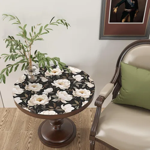 Vista 4 de Papel tapiz floral para despegar y pegar, papel de contacto negro/beige, flores de peonía grandes de 17.5 x 118 pulgadas, papel mural vintage
