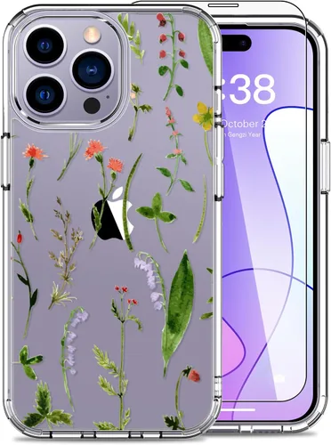 Vista 17 de LUHOURI Funda para iPhone 15 Pro Max con protector de pantalla, transparente de acrílico, diseños de moda para mujeres y niñas, funda protectora a