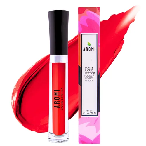 Vista 8 de Aromi Lápiz labial líquido negro cereza mate - Color de labios ciruela granate para mujer (cereza negra)