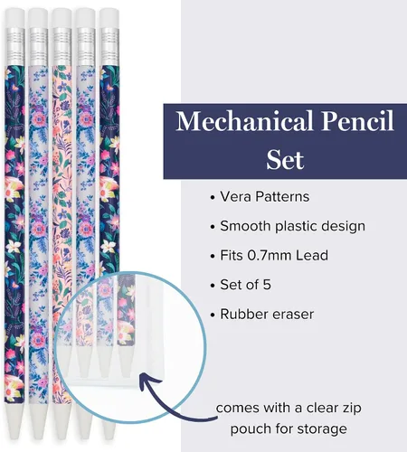 Vista 4 de Vera Bradley Juego de 5 lápices mecánicos, lápices con minas de 0.028 in (primavera 24 Medley)