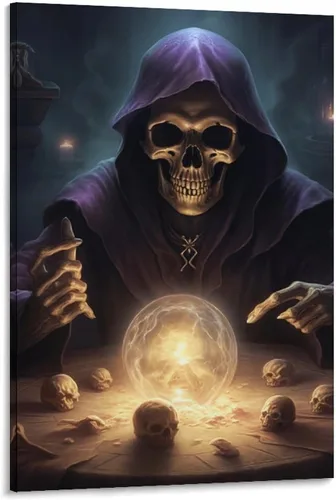 Vista 16 de HHGaoArt Lienzo gótico para pared, póster de fantasmas de Halloween, imagen espeluznante en lienzo