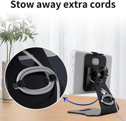 Vista 3 de shinar Metal Swivel and Tilt Desktop Tablet Stand for Echo Hub 8” No Need Mounting Adjustable with 360 Degree Rotatable Mounting Bracket Stable