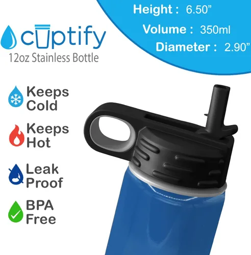 Vista 48 de Cuptify Botella de agua para niños personalizada con nombre en botella de agua aislada con anillo brillante verde de 12 onzas Verde brillante