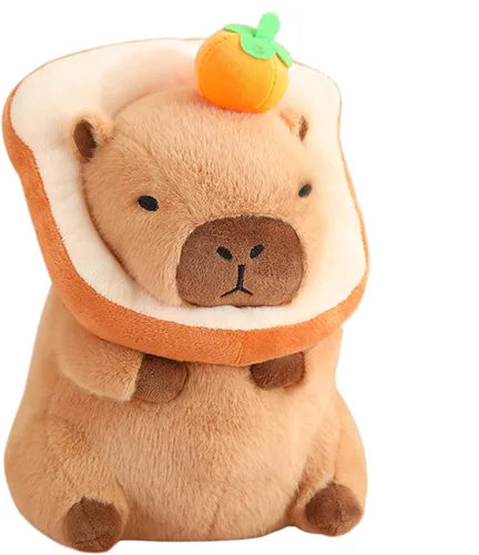Vista 12 de Ditucu Bonita almohada de felpa Capybara naranja con mochila de tortuga, animales de peluche, juguetes de peluche Capibara, regalos para niños