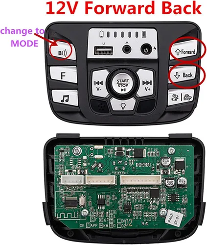 Vista 3 de 12V Coche eléctrico para niños Multifuncional PCB Blanco y Negro Panel Central, Placa de Circuito Impreso Control Entretenimiento Sistema Operativo