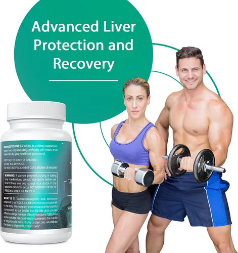 Vista 4 de TUDCA Suplemento de apoyo hepático de 1100 mg para limpieza desintoxicante, sales biliares solubles en agua con fuerte sabor amargo, 60 cápsulas