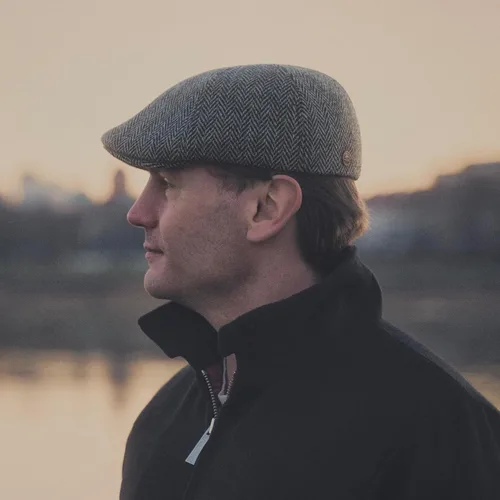 Vista 6 de Sterkowski Rusty Harris Tweed Gorra plana para hombres y mujeres Clásico 6 paneles cálido transpirable pico de pato