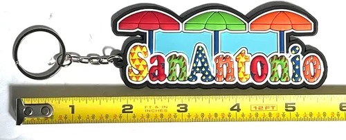 Vista 2 de San Antonio Texas PVC Puff Llavero San Antonio Souvenir, Multi