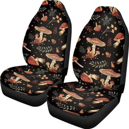 Vista 32 de UNICEU Juego de 2 fundas de cojín para asiento de automóvil, diseño de calavera gótica negra, lavable, accesorios interiores antideslizantes