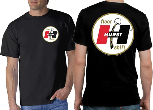 Vista 3 de Hurst Gold Floor Shift Black T-Shirt Hurst Shifter Wheels Decal Drag Gasser
