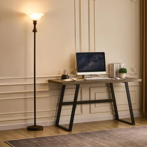 Vista 6 de Torchiere - Lámpara de pie marrón para sala de estar con pantalla