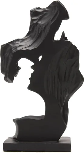 Vista 3 de BRABUD Hombre Kiss Mujer Frente Mano Estatua de Resina Pareja Beso Escultura 9.8 pulgadas (H) Decoración de estantería moderna creativa