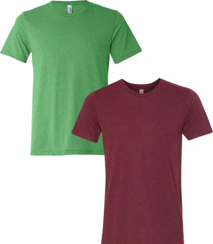 Vista 170 de Bella Canvas 3413c para hombre (1) Triblend verde + (1) Triblend rojo