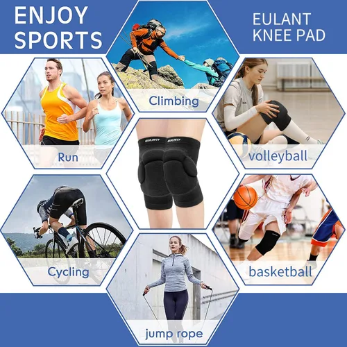 Vista 6 de EULANT Rodilleras para niños y adultos, antideslizantes y gruesas, protección deportiva anticolisión, rodilleras con acolchado grueso de espuma EVA
