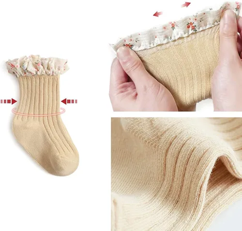 Vista 3 de Calcetines con volantes para bebés y niñas calcetines casuales de algodón para niños pequeños 0-8T