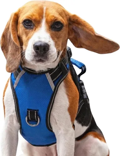 Vista 27 de Arnés antitirones para perro pequeño con 2 hebillas de liberación rápida y mango de fácil control, chaleco suave reflectante sin estrangulamiento