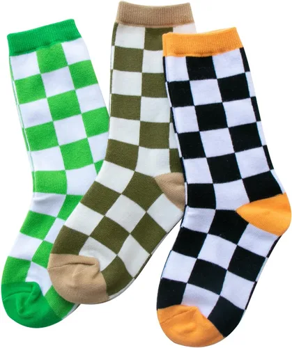 Vista 3 de Calcetines tobilleros de algodón a cuadros para niñas y niños pequeños unisex