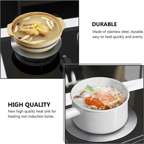 Vista 4 de Cabilock Difusor de calor de acero inoxidable para café, leche, utensilios de cocina con anillo de inducción, placa de inducción, difusor de calor