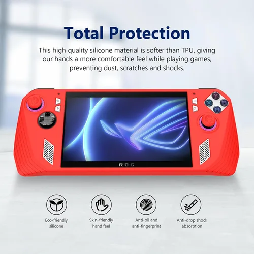 Vista 2 de Funda protectora de silicona para consola de juegos ASUS ROG Ally 2023 Funda a prueba de caídas (rojo)