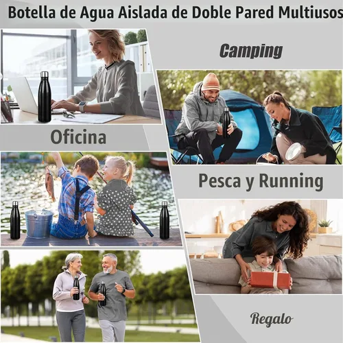Vista 6 de Sfee Botella de agua aislada, botellas de agua de acero inoxidable de 17 onzas, botellas de agua reutilizables al vacío de doble pared a prueba de 2