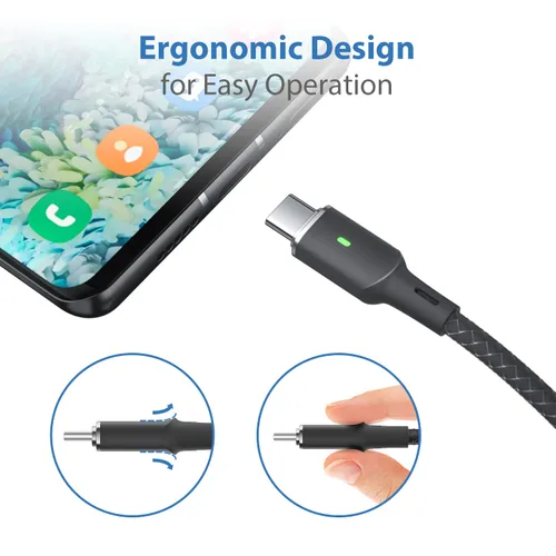 Vista 5 de SOOPII Cable USB C a USB C de 100 W PD [2 unidades de 10 pies] cable tipo C con indicador LED inteligente para lPhone 15/15 Pro/Plus/Pro Max, lPad