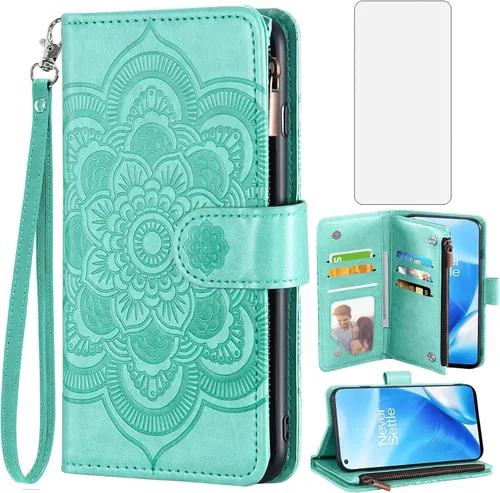 Vista 9 de Asuwish Funda de teléfono para OnePlus Nord N200 5G con protector de pantalla de vidrio templado y tarjetero de cuero para OnePlus N 200 G5 1 Plus