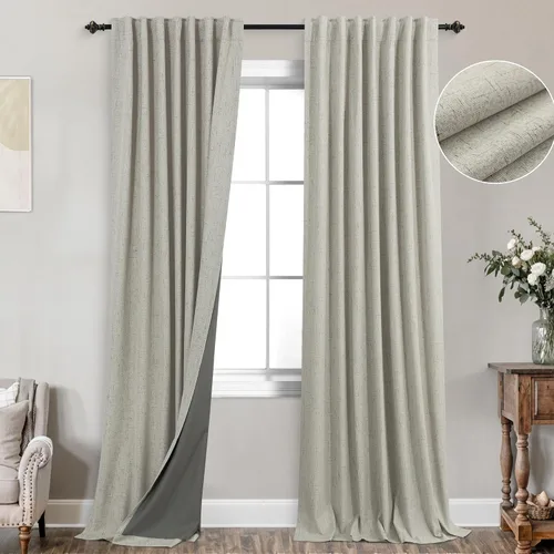Vista 121 de KOUFALL - Cortinas de medio estilo francés de lino para ventana, juego de 2 cortinas cortas de 40 pulgadas de longitud, para privacidad, cortinas