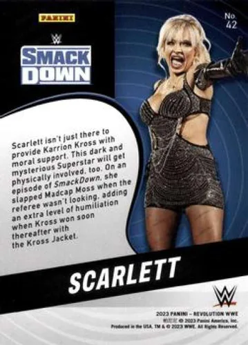 Vista 2 de 2023 Panini Revolution #42 Scarlett SmackDown Official WWE Wrestling Trading Card in Raw (NM or Better) Condition