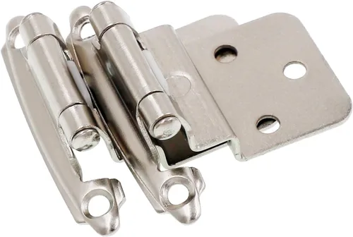 Vista 9 de DecoBasics - Bisagras de gabinete de níquel cepillado satinado de 3/8" (1 par - 2 piezas) - Bisagras de gabinete con cierre automático empotradas