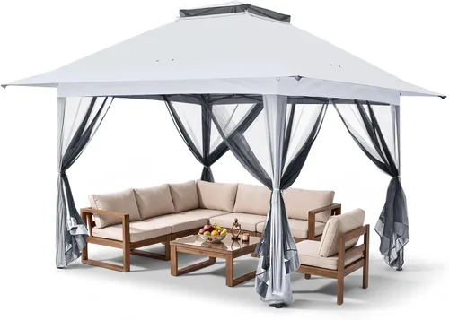 Vista 12 de EAGLE PEAK - Cenador desplegable de 13 x 13 pulgadas con mosquitera, toldo mosquitero fácil de instalar para patio y patio trasero, kiosco al aire