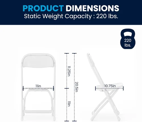 Vista 3 de Flash Furniture Paquete de 2 sillas plegables de plástico blanco para niños