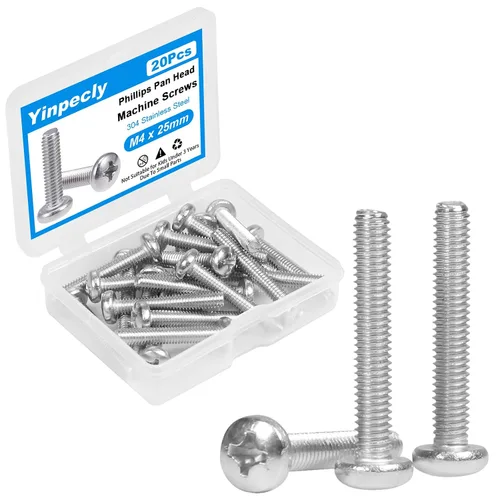 Vista 11 de 20 tornillos de máquina de cabeza plana M4 x 1.575 in acero