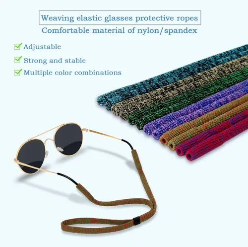 Vista 2 de Correa para gafas (paquete de 6) soporte para gafas, correa de nailon elástico suave para hombres y mujeres